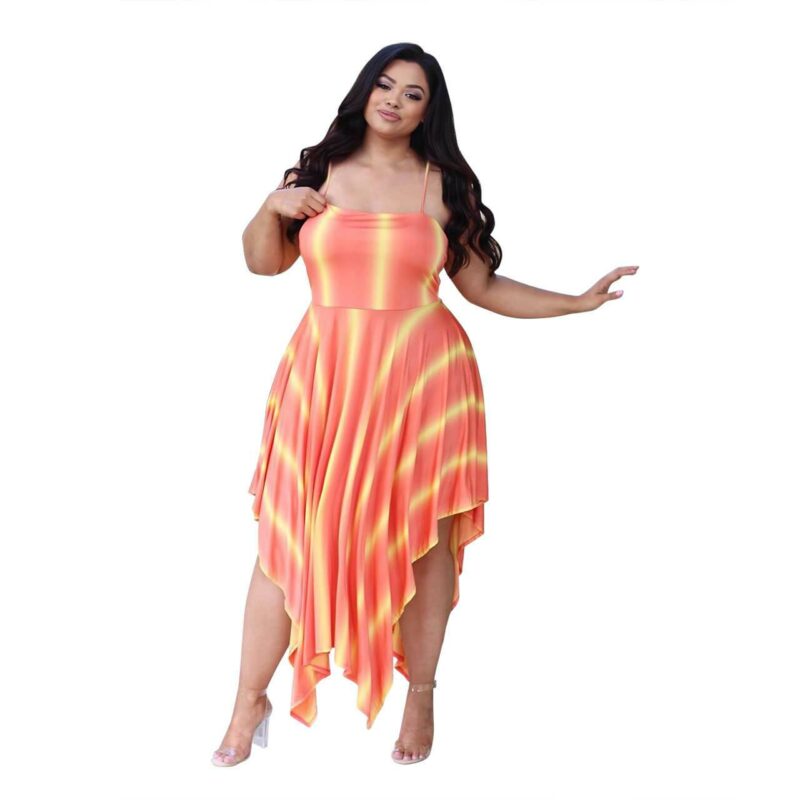 Plus Size Swim Dress - orange color