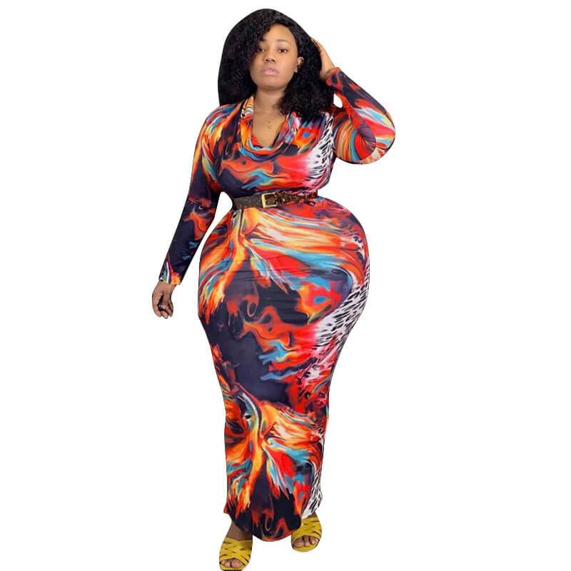 Plus Size Overall Dress - multicolor whole body