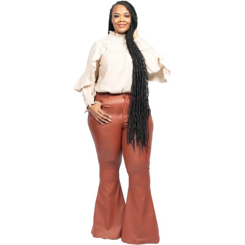 Plus Size Flare Bell Bottom Jeans - chocolate positive