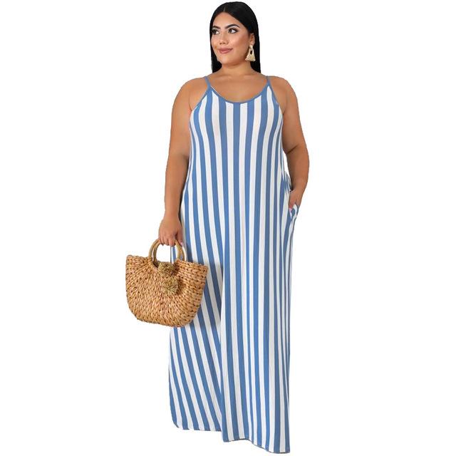 Plus Size Beach Dresses - blue color