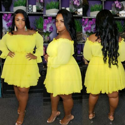 Plus Size Occasion Dresses - yellow color