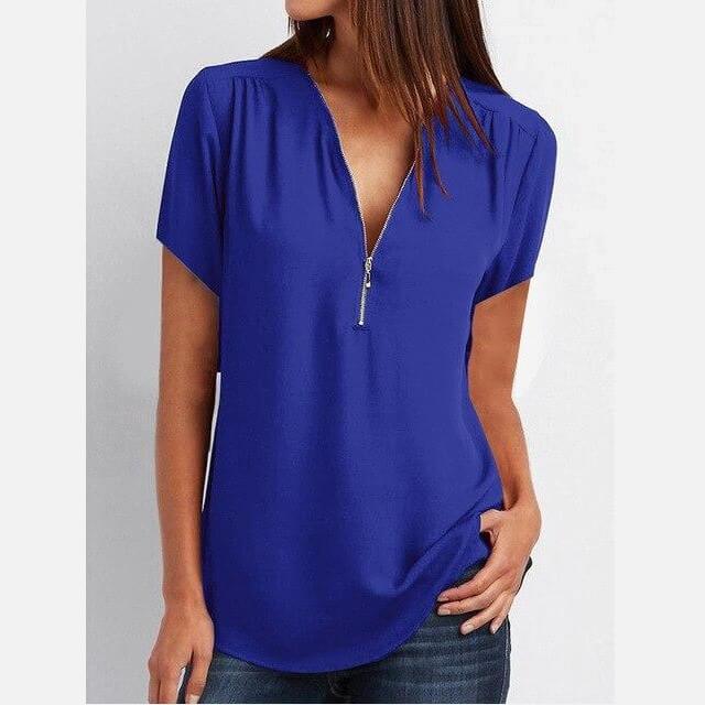 Plus Size Grey T Shirt - blue color