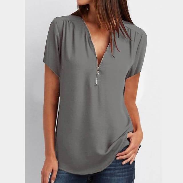 Plus Size Grey T Shirt - gray color