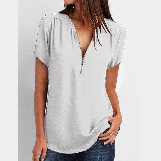Plus Size Grey T Shirt - white color
