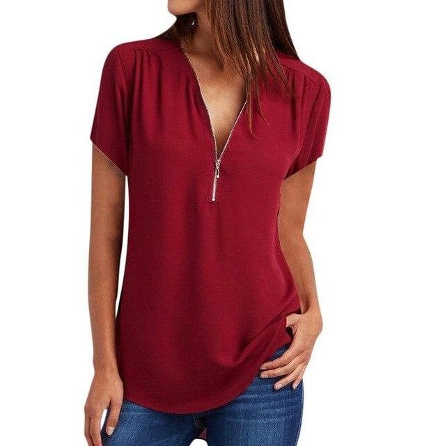 Plus Size Grey T Shirt - burgundy color