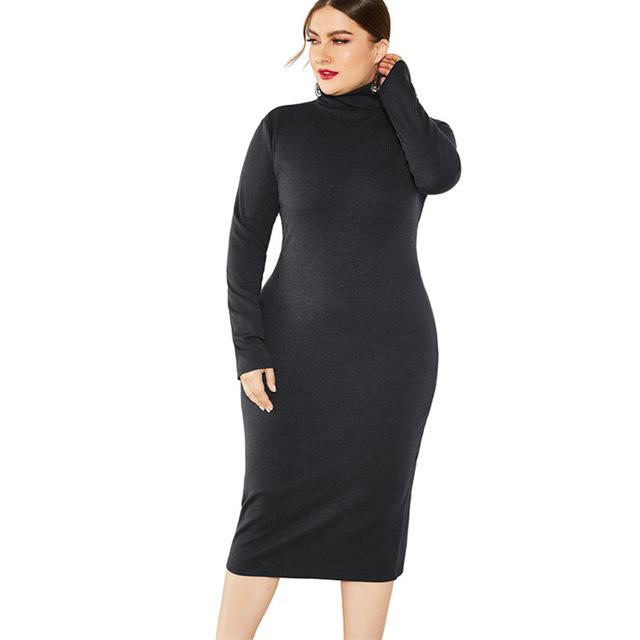 Grey Plus Size Dress - black color