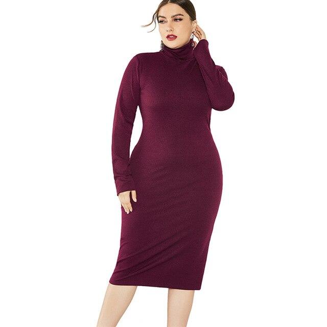 Grey Plus Size Dress - burgundy color