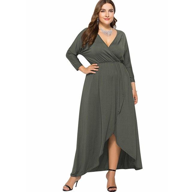 Long Sleeve Plus Size Evening Dresses - gray color
