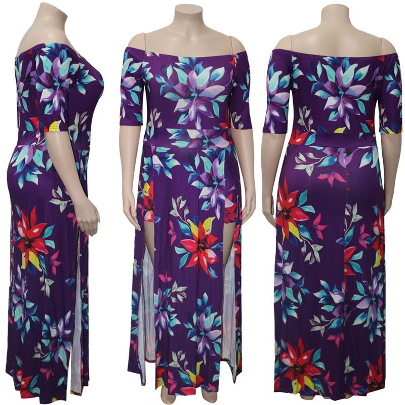 Plus Size Romper Dress - purple model picture