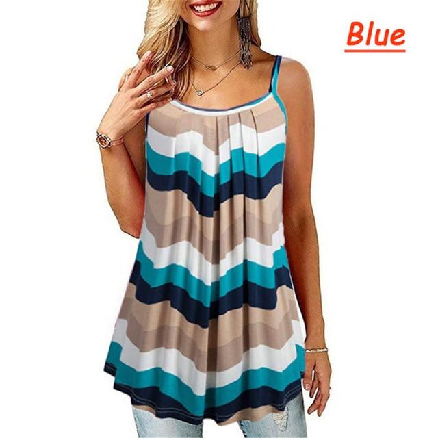 Plus Size Black And White Striped Shirt - blue color