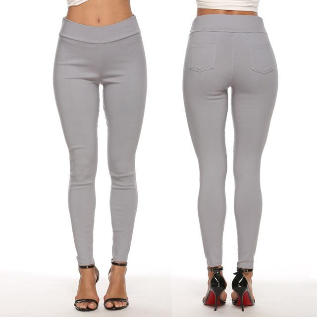Plus Size Pencil Pants Trousers - gray color