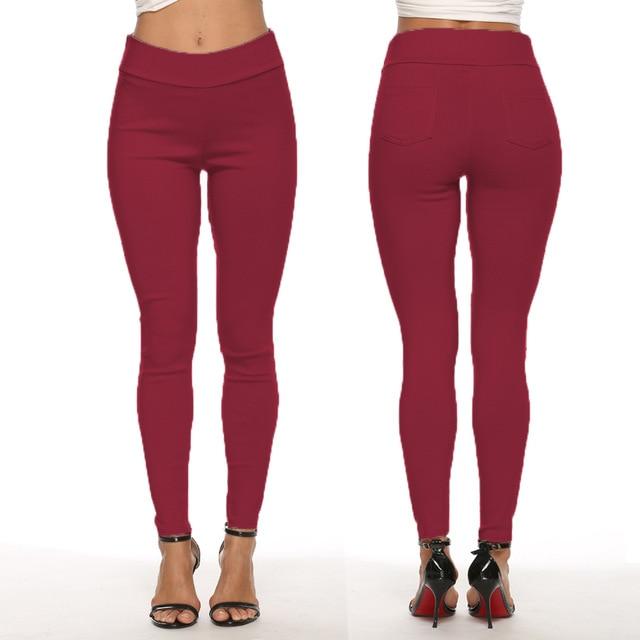 Plus Size Pencil Pants Trousers - red color