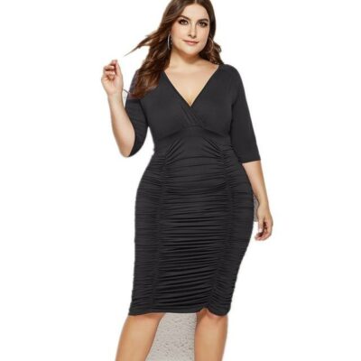 Plus Size Summer Dresses With Sleeves - black color