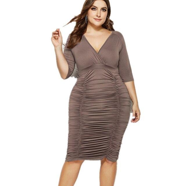 Plus Size Summer Dresses With Sleeves - coffee color