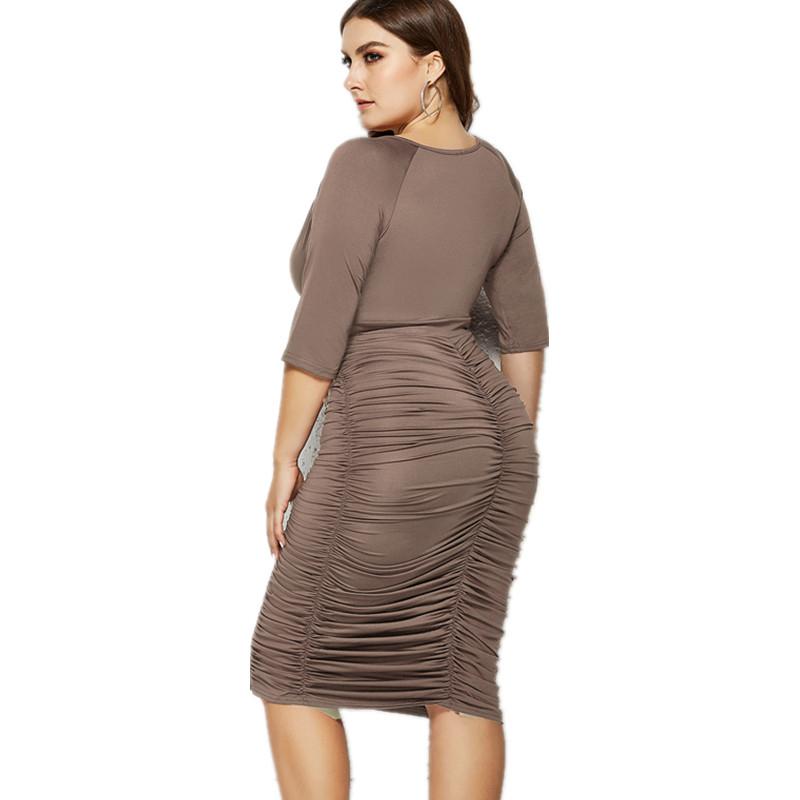 Plus Size Summer Dresses With Sleeves - coffee back