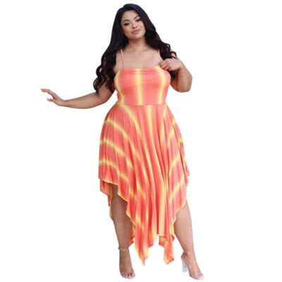 Plus Size Swim Dress - orange main picture