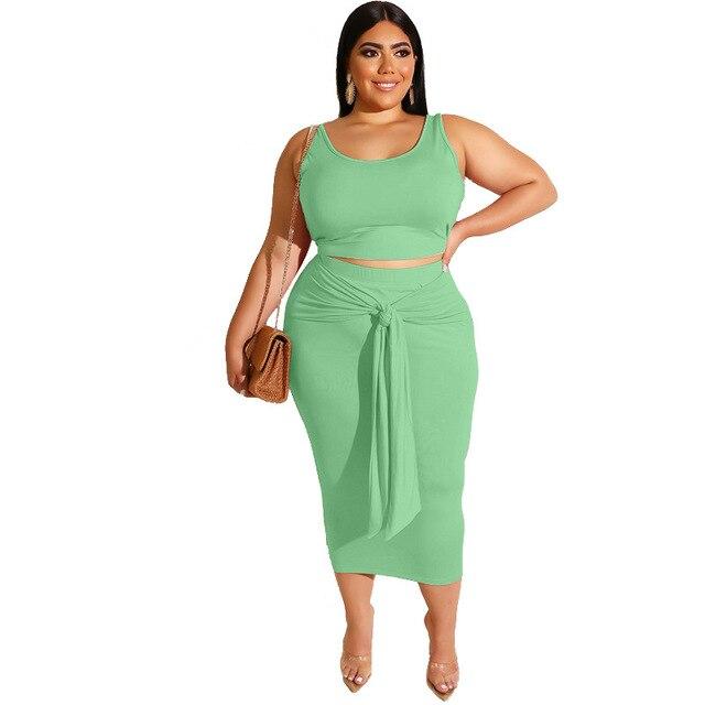 Plus Size Two Piece Dress - turquoise color