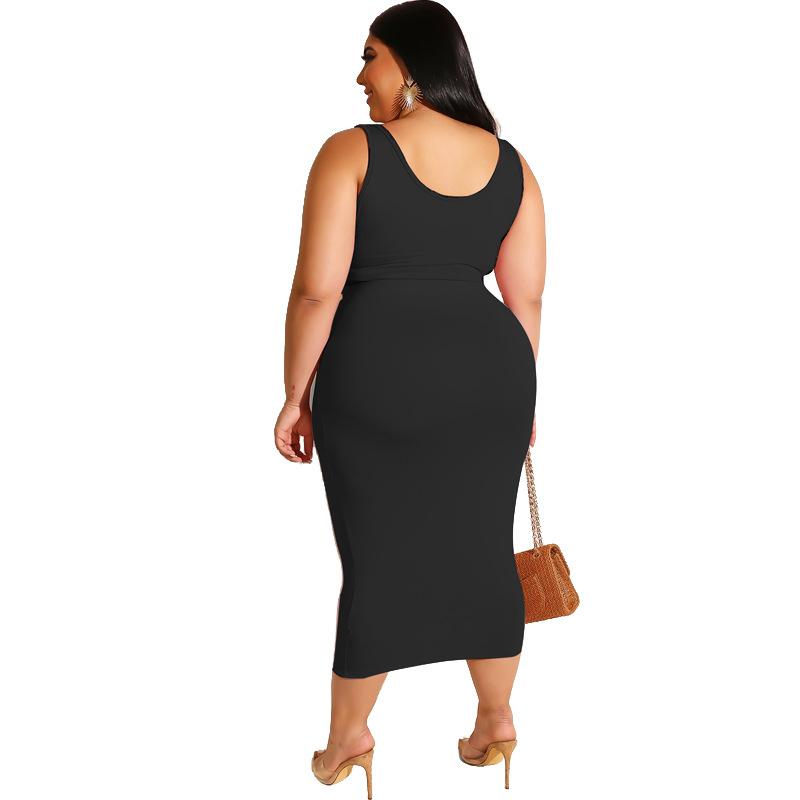 Plus Size Two Piece Dress - black back