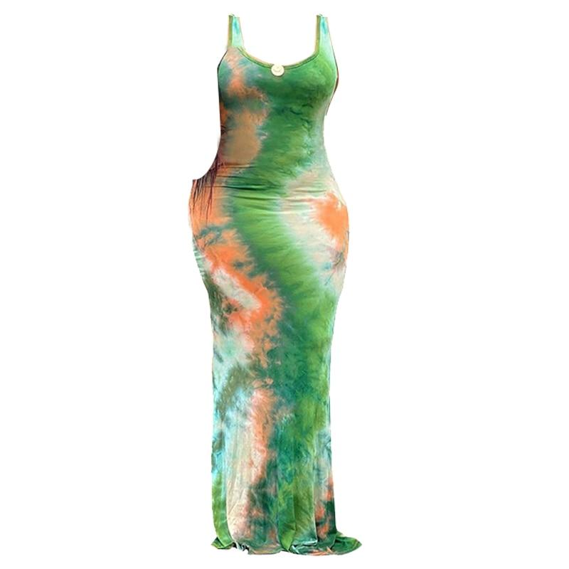 Plus Size Dye Dress - green whole body
