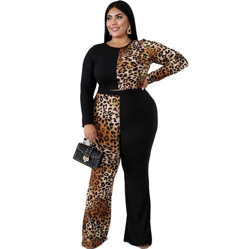 Plus Size Sleeve and Flare Trouser Set - brown positive