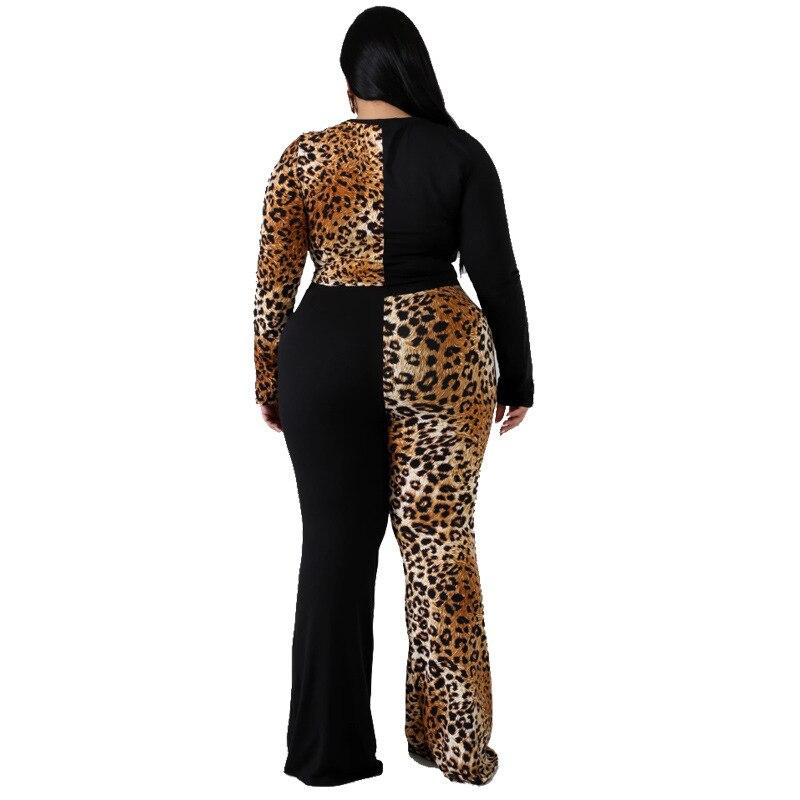 Plus Size Sleeve and Flare Trouser Set - brown back