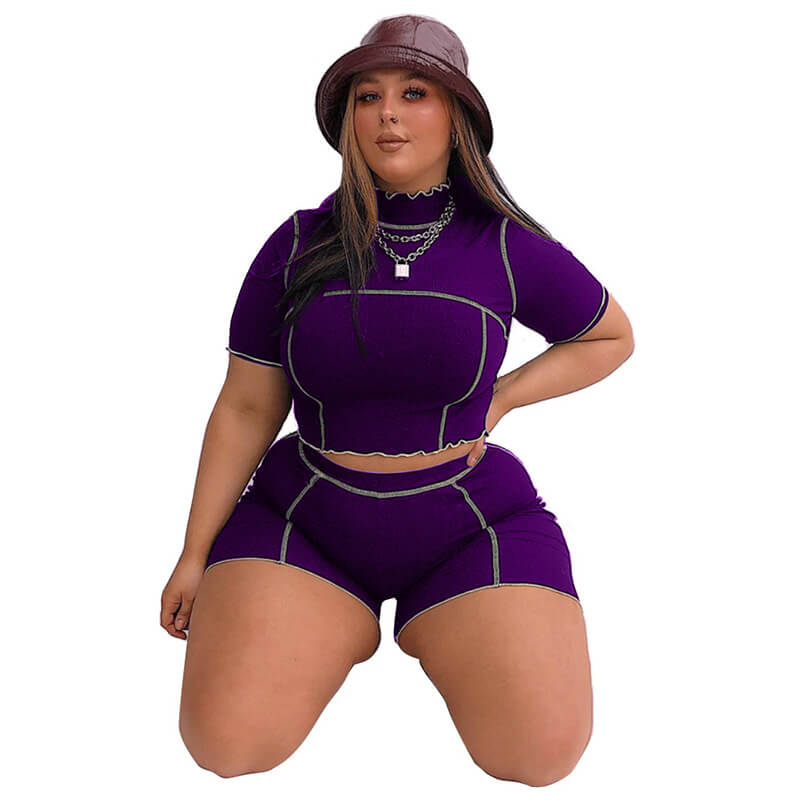 blazer and shorts set plus size-purple