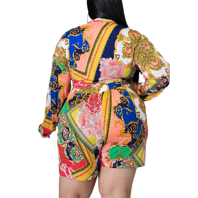 plus size shorts and top set-turmeric-back view