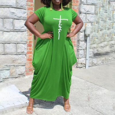 Plus Size Casual Summer Dresses - green