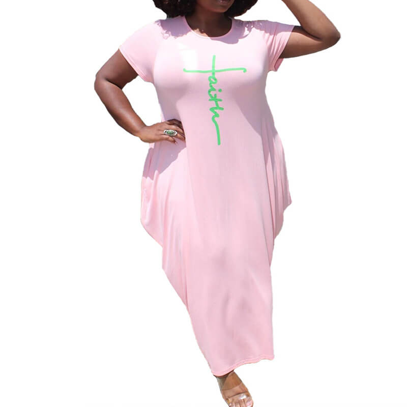 Plus Size Casual Summer Dresses -pink
