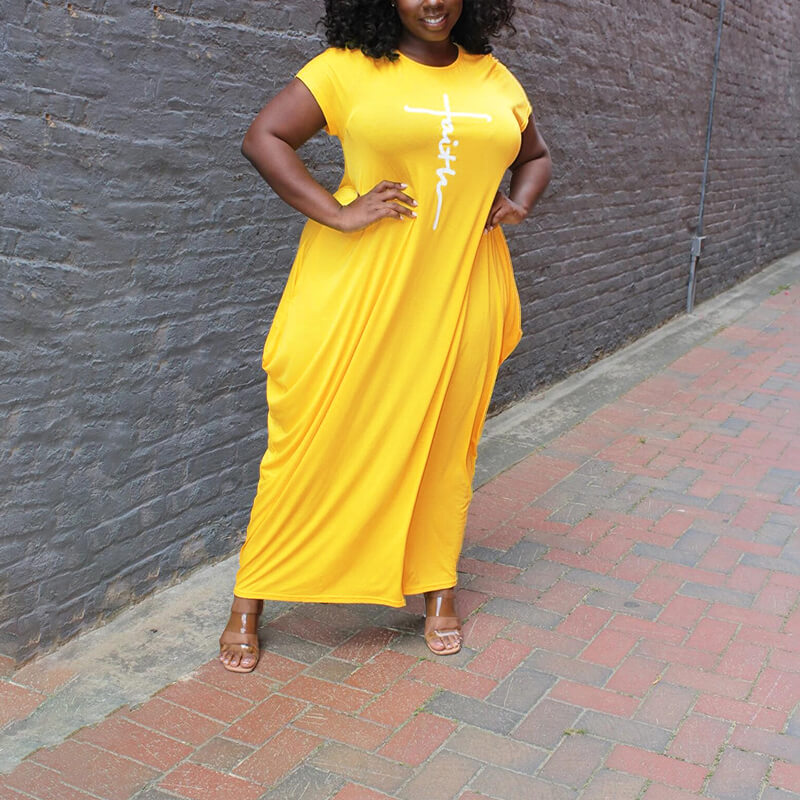 Plus Size Casual Summer Dresses -yellow