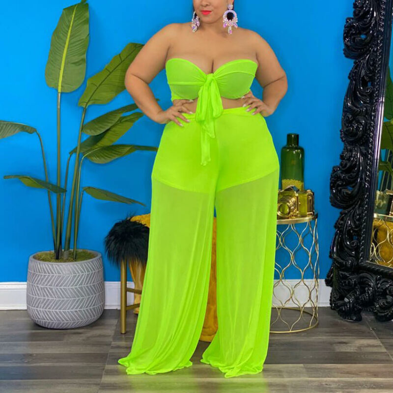 Plus Size Sexy Two Piece Sets-green