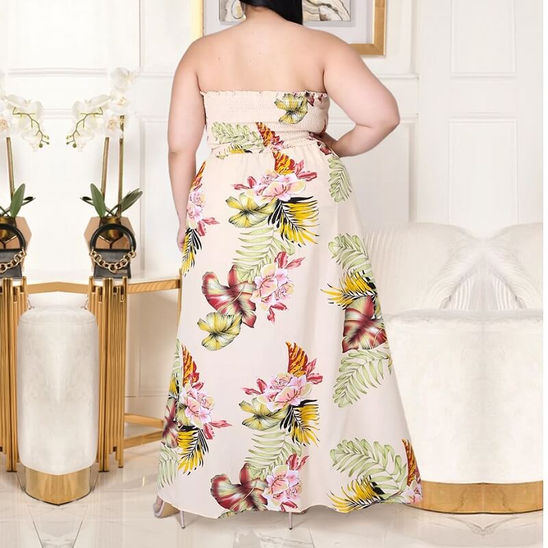 Trendy Plus Size Prom Dress white color -back view