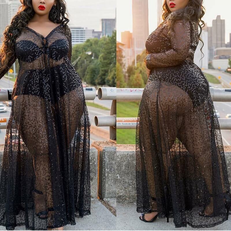 black sexy see through dress