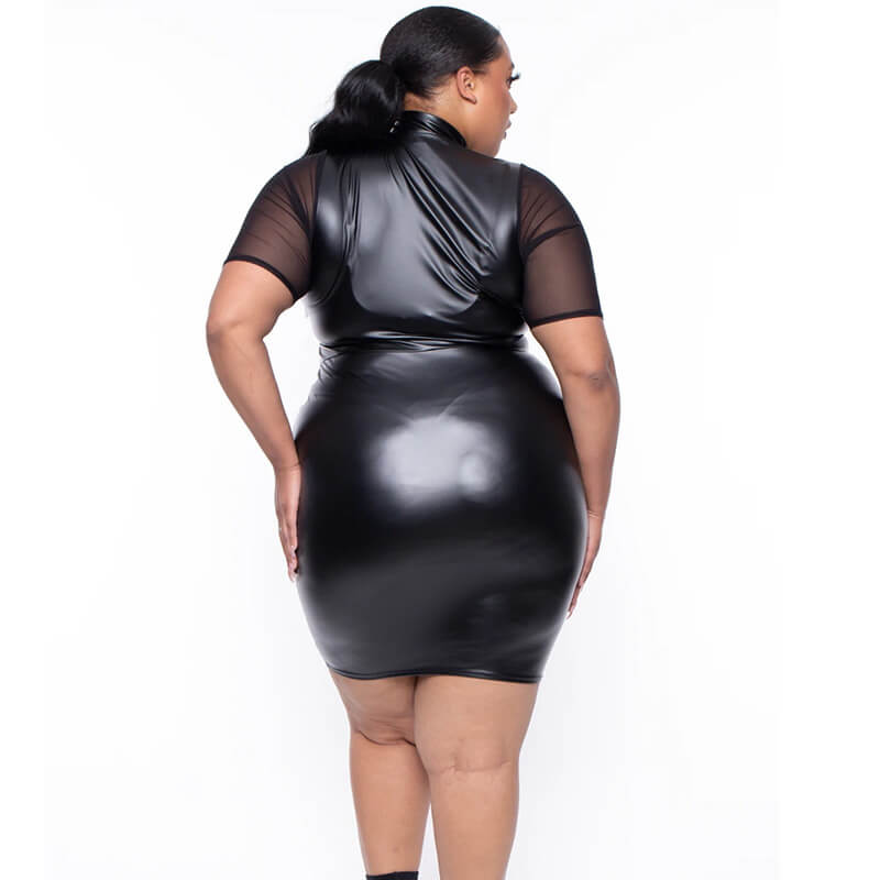 plus size black wrap dress-back view