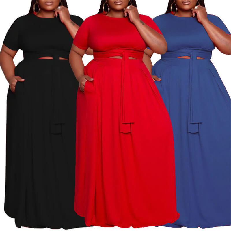 plus size swing dress with pockets-model view