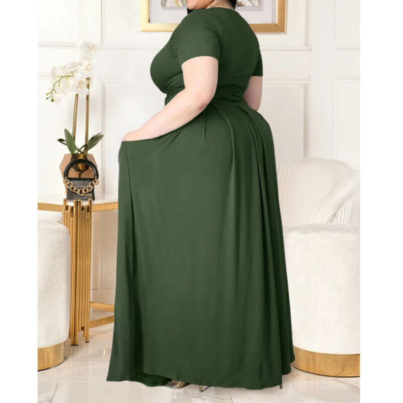 plus size two piece skirt set - green side view