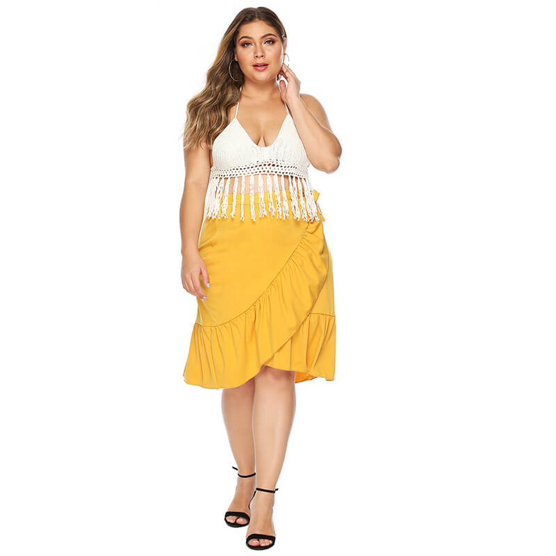 plus size yellow skirt-model view