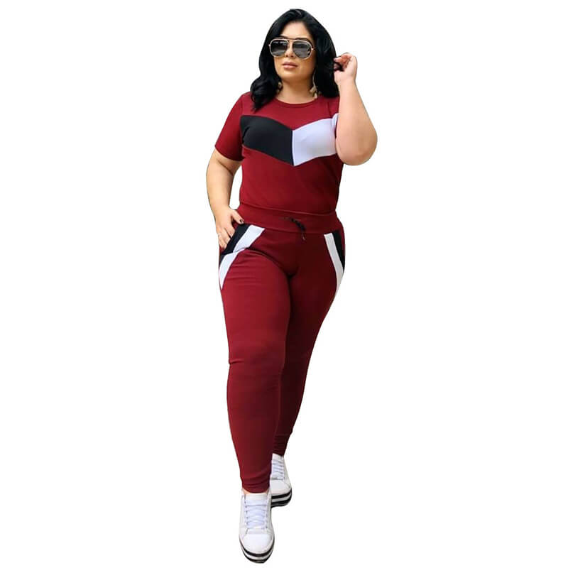 two piece sets loungewear-wine red-left side view