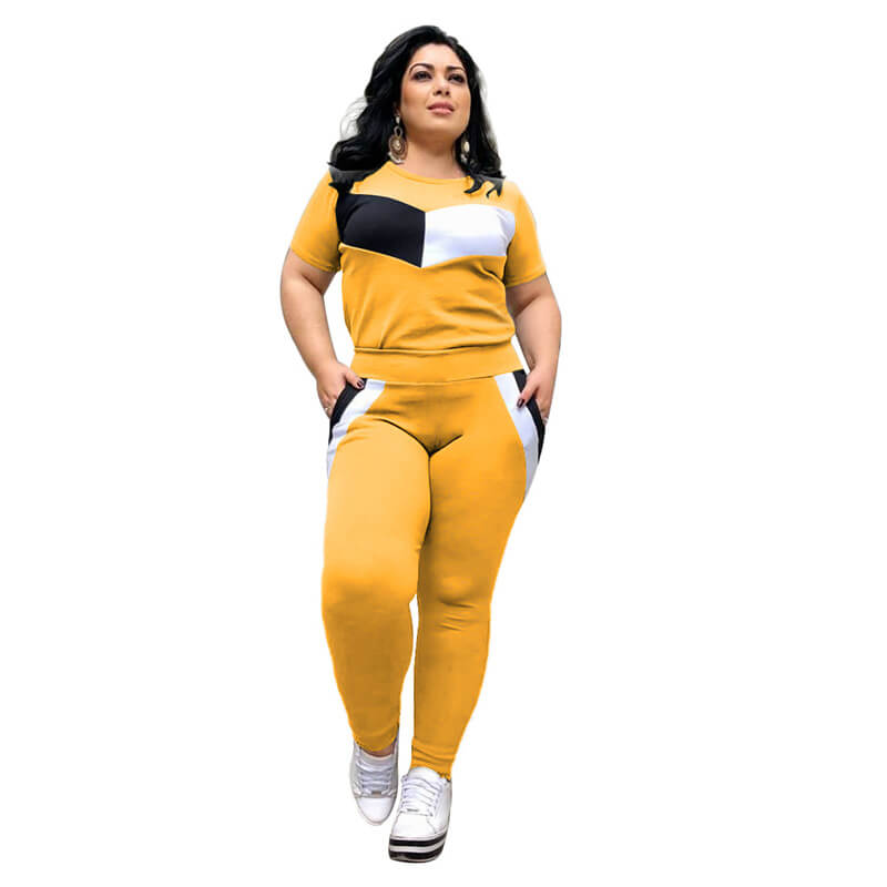 two piece sets loungewear-yellow-front view