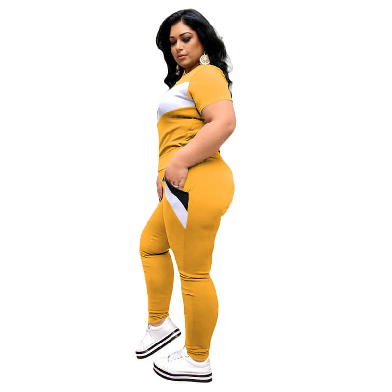 two piece sets loungewear-yellow-left side view