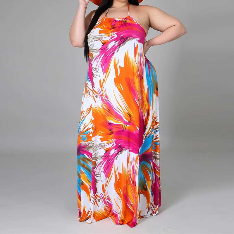 plus size backless dress-model view