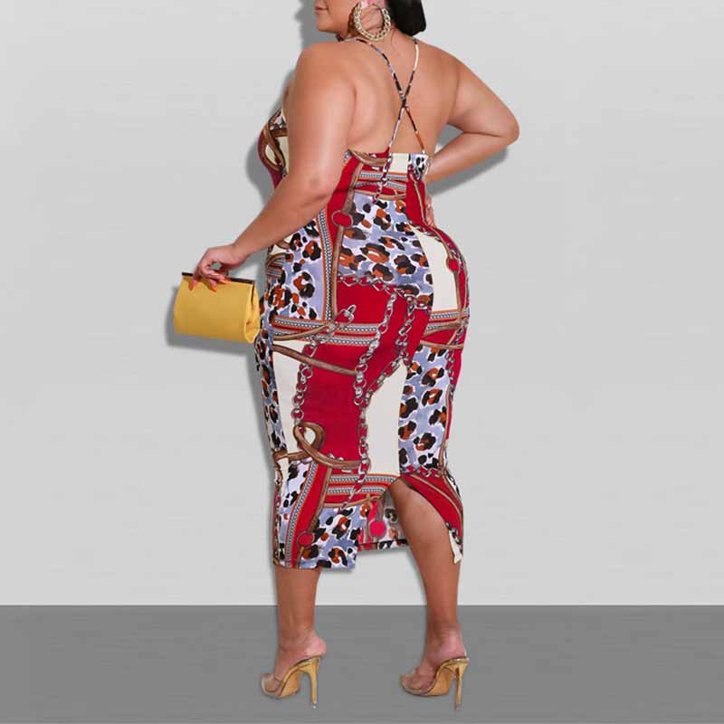 plus size bohemian summer dresses-red-back view