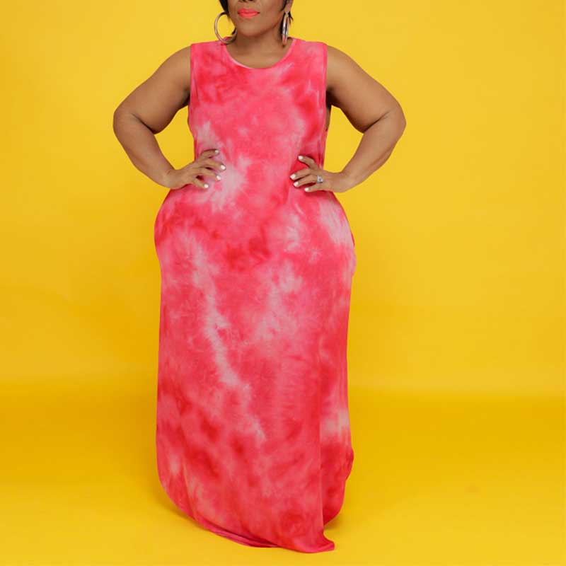 plus size maxi dresses for summer-red-front view