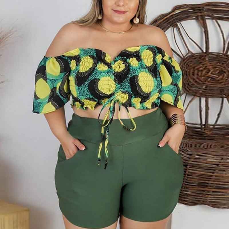 plus size short outfits-green