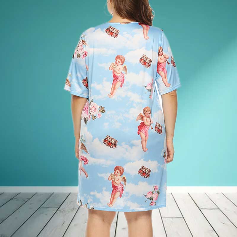 plus size short sleeve casual dresses-back view