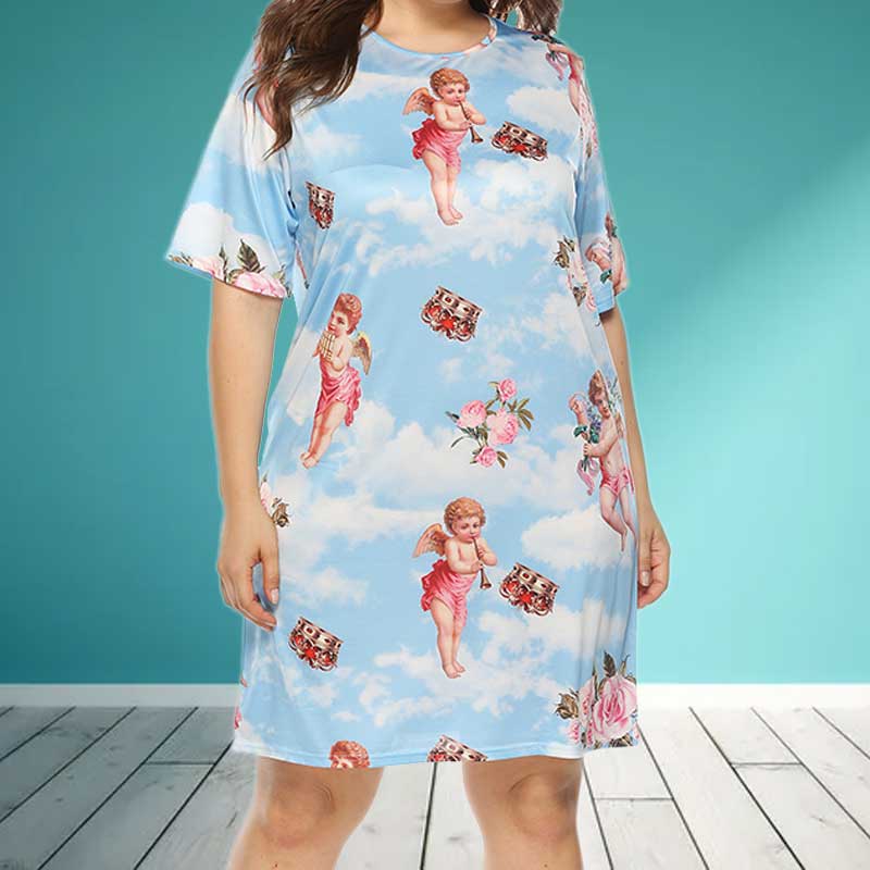 plus size short sleeve casual dresses-front view
