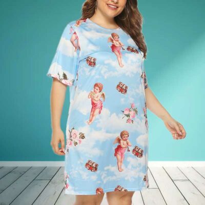 plus size short sleeve casual dresses-offside view