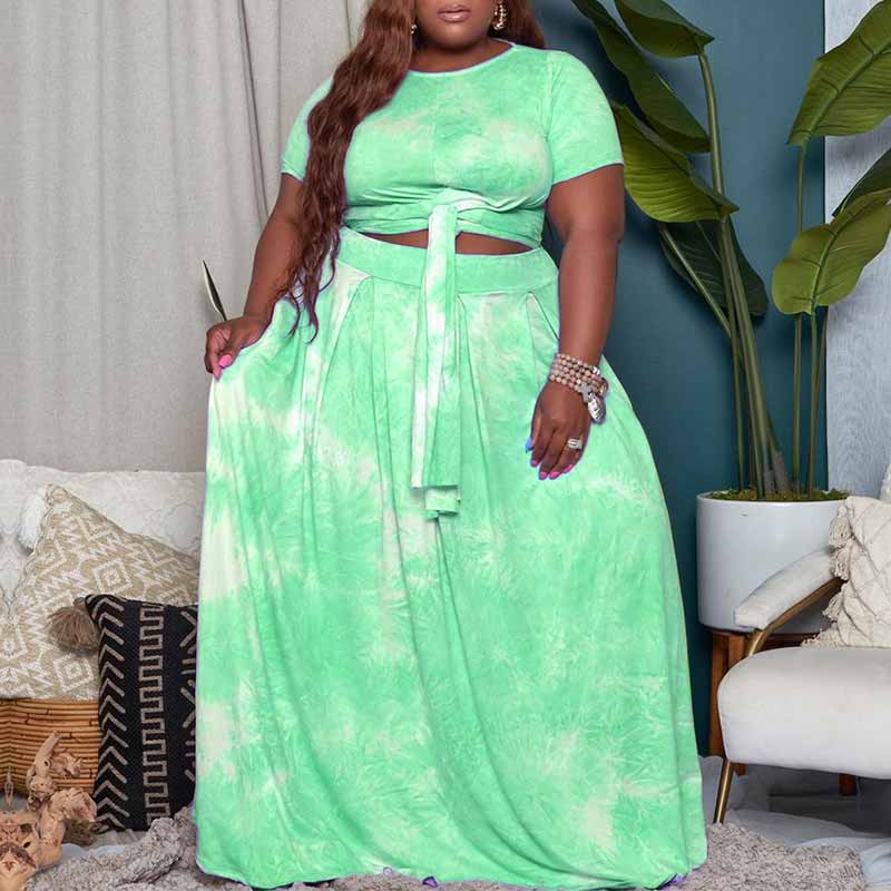 plus size two piece dresses-green