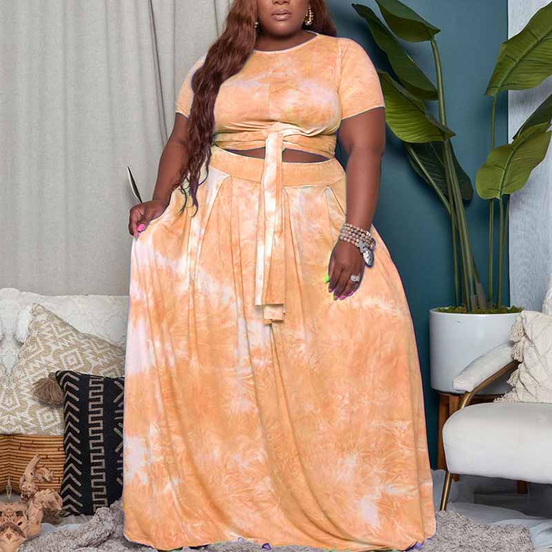 plus size two piece dresses-yellow