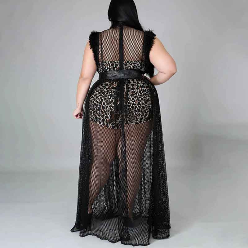 two piece dress plus size-black-model figure